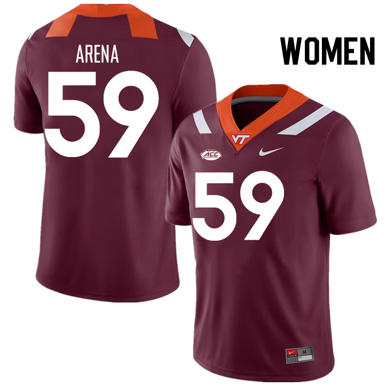 Women #59 Gabriel Arena Virginia Tech Hokies College Football Jerseys Stitched Sale-Maroon